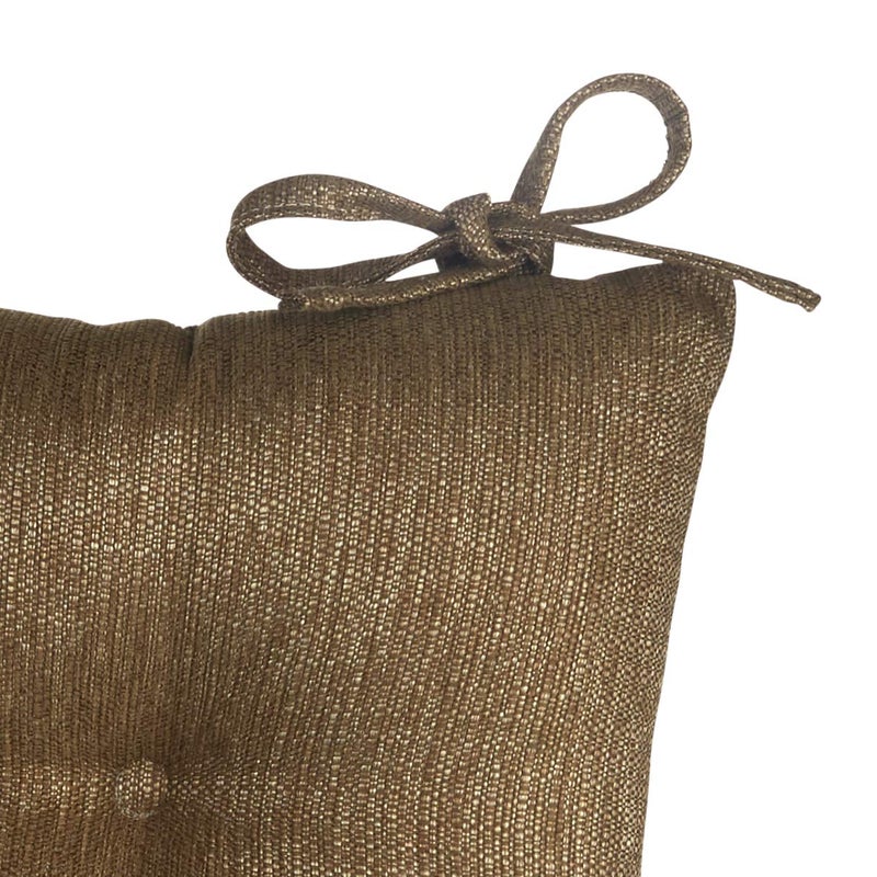 Klear Vu Omega Non-Slip Rocking Chair Cushion Set, Assembled in USA, Thick Padding & Tufted Design, Includes Seat Pad & Back Pillow with Ties, 17x17 Inches, 2-Piece Set, Solid Gold - Image 4